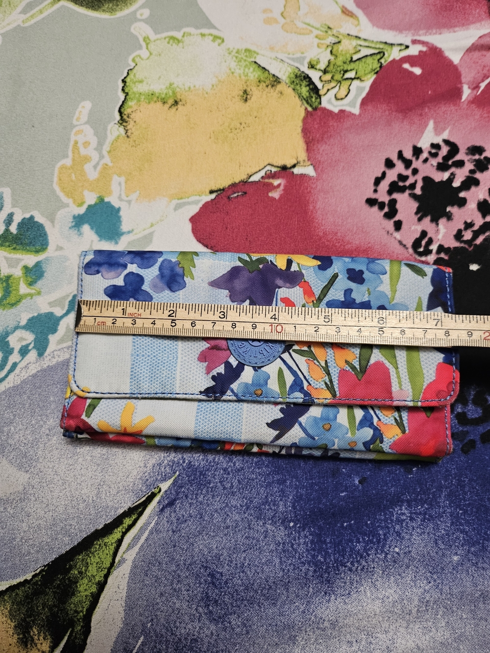 Kipling Floral Blue Multi Trifold Wallet - Picture 7 of 8